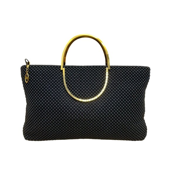 Bags By Marlo Women’s Navy Blue Beaded With Gold Metal Handles Evening Handbag - Picture 1 of 10